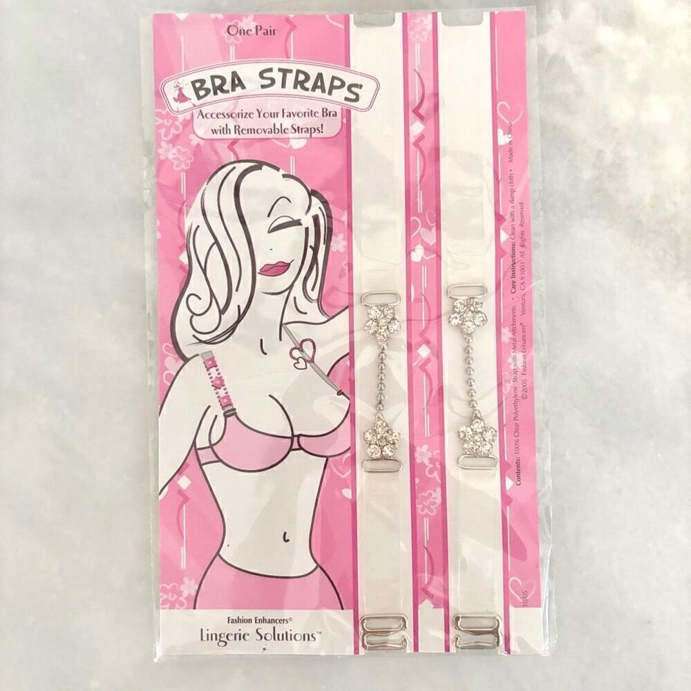 NWT Fashion Enhancers One Pair Of Clear Jeweled Removable Bra Straps OS